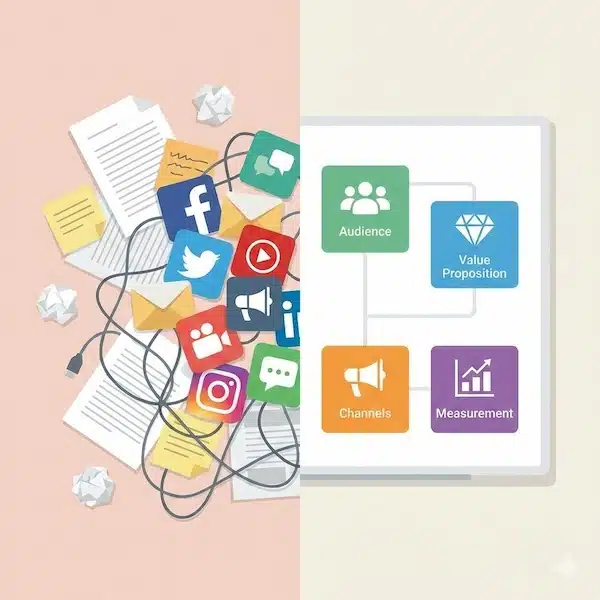 نموذج خطة تسويقية جاهز للتعديل (Word/Google Docs) + طريقة تعبئته خطوة بخطوة مقارنة بين التسويق العشوائي وخطة تسويقية منظمة باستخدام نموذج