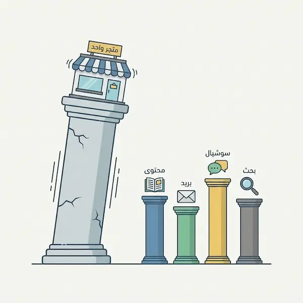 قصص فشل ونجاح المتاجر الالكترونية: دروس عملية لتفادي الأخطاء وبناء نمو ثابت الاعتماد على قناة واحدة يهدد استقرار المتجر الإلكتروني