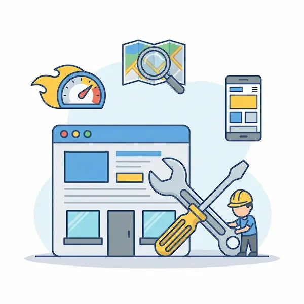 خدمات محركات البحث: دليل عملي لرفع الظهور وجذب عملاء محتملين تمثيل بصري للتدقيق الفني: سرعة وفهرسة وتجربة جوال.