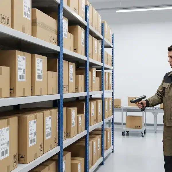 تعرف على شركة تخزين للمتاجر الالكترونية مستودع حديث لشركة تخزين للمتاجر الالكترونية مع رفوف ومنطقة تجهيز الطلبات