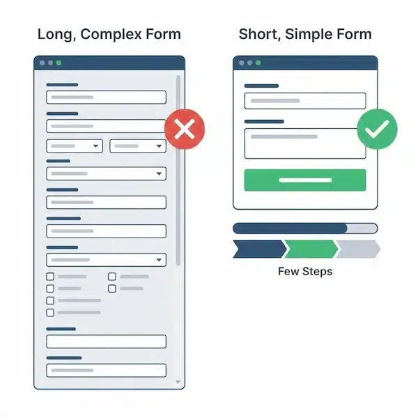 تحسين تجربة المستخدم: دليل عملي لزيادة التفاعل والتحويل تبسيط النماذج لتسهيل تحسين تجربة المستخدم وزيادة الإكمال