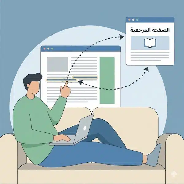 أفضل باك لينك: الأنواع الأقوى وكيف تحصل عليها بأمان مستخدم يضغط على رابط داخل مقال للوصول إلى مصدر مرجعي