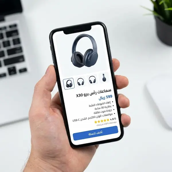 إدارة المتاجر الالكترونيه: دليل عملي للتشغيل اليومي وزيادة المبيعات نموذج صفحة منتج محسّنة تساعد في إدارة المتاجر الإلكترونية ورفع معدل التحويل