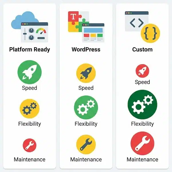 تكلفة إنشاء متجر إلكتروني في السعودية: دليل عملي لحساب الميزانية مقارنة طرق إنشاء متجر إلكتروني: منصة جاهزة مقابل ووردبريس مقابل برمجة مخصصة