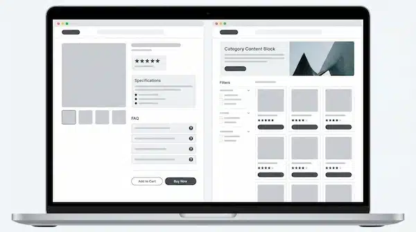 كيف تختار أفضل مقدم خدمة سيو لمتجرك؟ (معايير + تكلفة + تقييم عروض) واجهة توضح عناصر تحسين صفحات المنتج والتصنيف في المتجر الإلكتروني