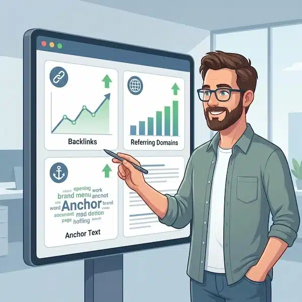 خدمات الباك لينك: دليل عملي لاختيار مزود موثوق وبناء روابط آمنة خبير سيو يراجع تقارير خدمات الباك لينك على لوحة تحكم