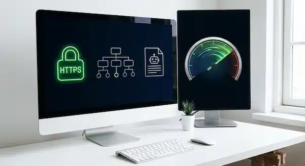 سيو المتاجر بالسعودية: خطوات سريعة لزيادة الزيارات والمبيعات رموز تقنية تمثل HTTPS وخريطة الموقع وrobots وتحسين السرعة لمتجر إلكتروني