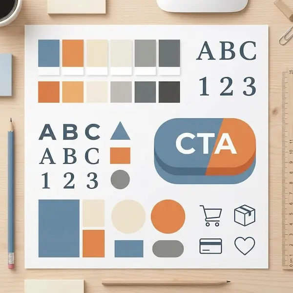 تصميم متجر إلكتروني احترافي: دليل عملي من الفكرة للإطلاق عناصر هوية بصرية تساعد في تصميم متجر إلكتروني متناسق واحترافي