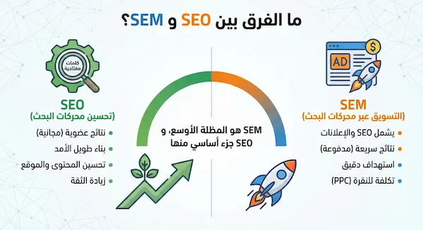 تحسين نتائج محركات البحث SEO: دليل عملي خطوة بخطوة ما الفرق بين SEO و SEM