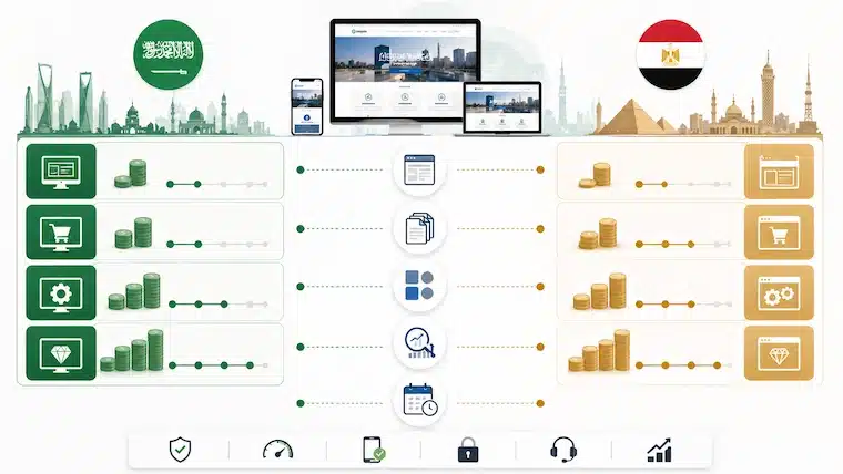 عوامل تكلفة تصميم موقع إلكتروني مثل عدد الصفحات والتصميم والوظائف