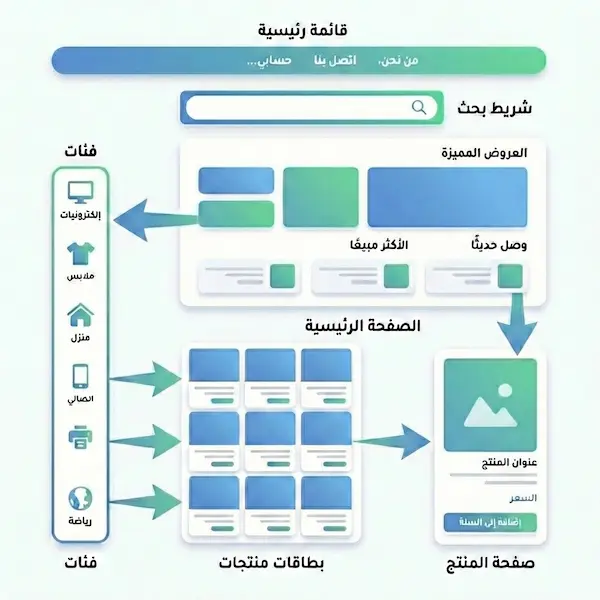 تصميم متاجر الكترونية زد: دليل عملي لواجهة تبيع وتبني ثقة تنظيم الأقسام والقائمة لتحسين تصميم متاجر الكترونية زد