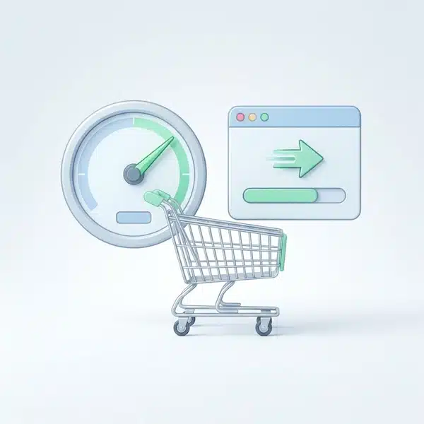 دليل اختيار استضافة متجر الكتروني سريعة وآمنة لزيادة المبيعات مؤشر يرمز لسرعة تحميل المتجر وتأثيرها على تجربة الشراء.