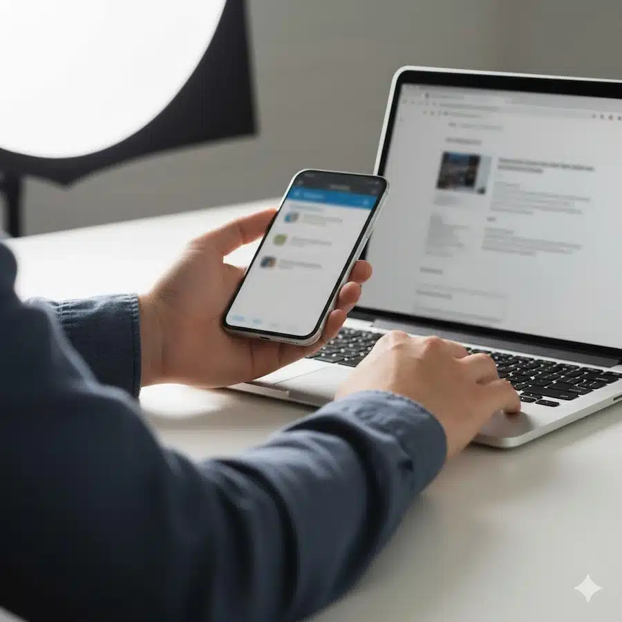 الجيست بوست (Guest Post): دليل عملي لبناء روابط واختيار مواقع النشر شاشة لابتوب تعرض مسودة رسالة بريد احترافية للتواصل مع ناشر، مع ملاحظات تنظيم على المكتب