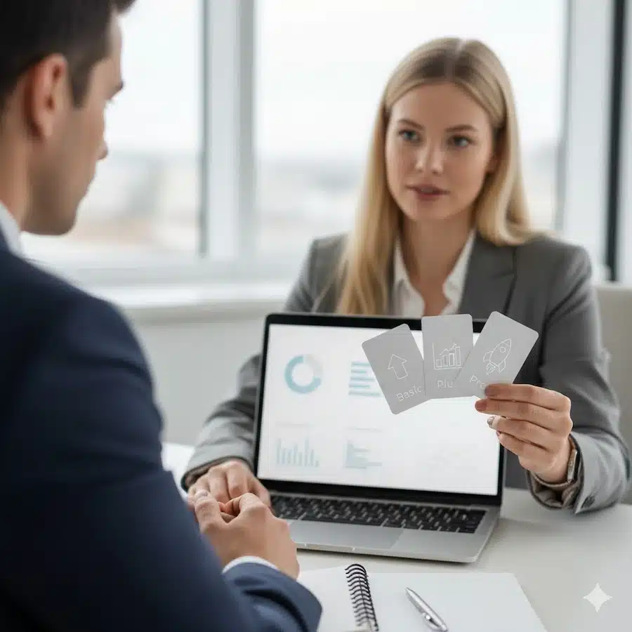 تصدر نتائج البحث: دليل عملي لرفع ترتيب موقعك بخطة SEO قابلة للتطبيق اجتماع عمل لمناقشة ميزانية وخطة SEO مع خيارات متعددة بشكل بصري