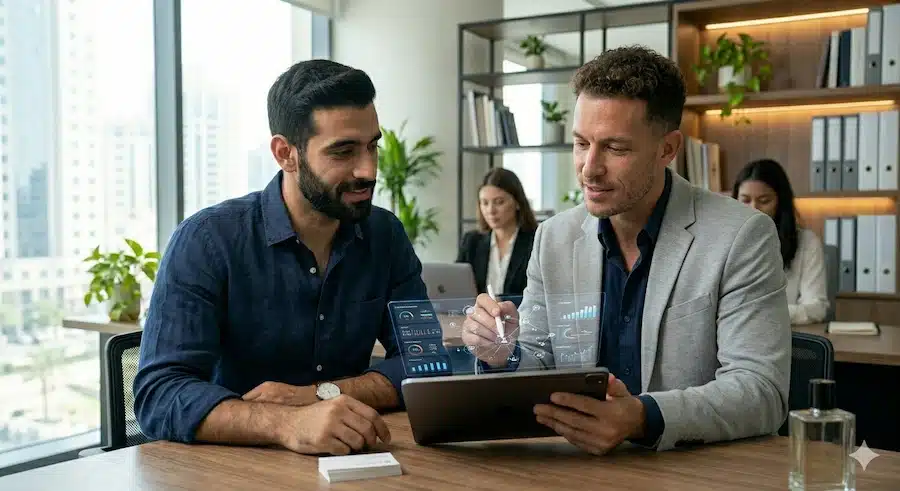 معنى سيو SEO: دليل شامل لفهم تحسين محركات البحث للمبتدئين مشهد مهني يرمز إلى الثقة والروابط الخلفية بين مواقع موثوقة.