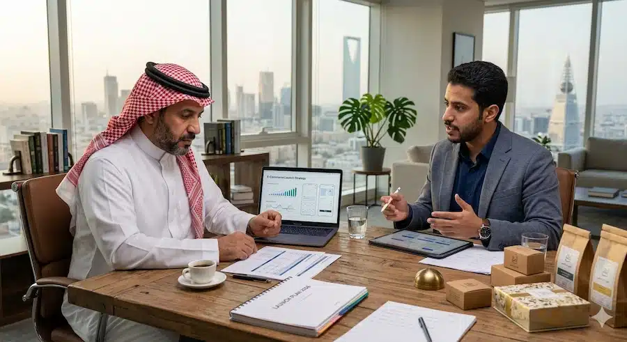 تكلفة إنشاء متجر إلكتروني السعودية: كيف تُبنى الميزانية من البداية إلى النمو صاحب نشاط يراجع مع مستشار رقمي خطة وتكلفة إنشاء متجر إلكتروني في السعودية.