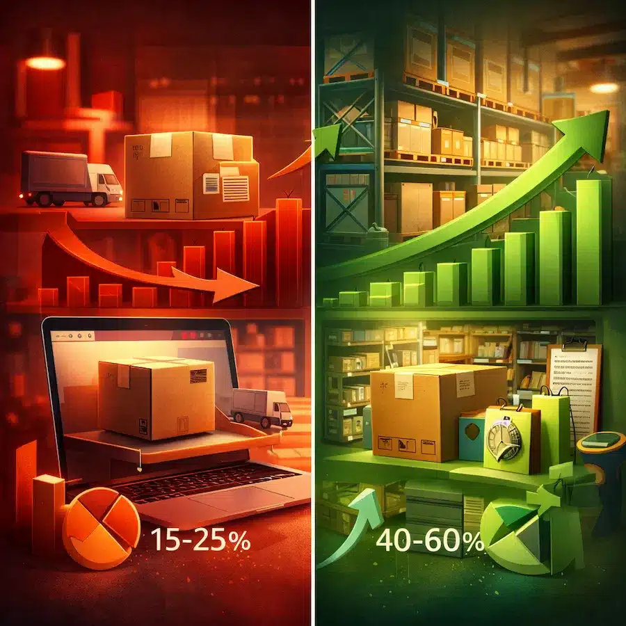 كيف أبدأ متجر إلكتروني من الصفر؟ خطوات عملية لإطلاق متجر ناجح شخص ينشئ متجر إلكتروني على اللابتوب مع عرض منتجات وبداية مشروع أونلاين