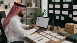 مشهد واقعي مرتبط بموضوع برومبتات SEO لفريق المتجر: تحسين العناوين والوصف دون حشو من نسر المتاجر
