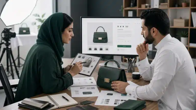 مشهد واقعي مرتبط بموضوع قالب صفحة منتج جاهز للسيو: العناصر التي يجب أن يراها العميل وGoogle من نسر المتاجر