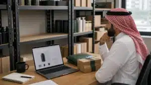مشهد واقعي مرتبط بموضوع صفحات المنتجات غير المتوفرة: SEO وUX دون خسارة الثقة من نسر المتاجر