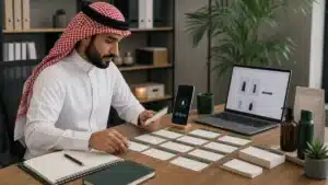 مشهد واقعي مرتبط بموضوع AEO بالعربي للشركات والمتاجر: إجابات واضحة لأسئلة العملاء من نسر المتاجر