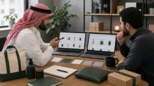 مشهد واقعي مرتبط بموضوع SEO للمتاجر على المنصات والمتاجر الخاصة: أين تستثمر أولًا؟ من نسر المتاجر