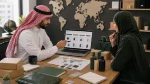 مشهد واقعي مرتبط بموضوع سيو متجر متعدد الدول: اللغة والعملة وتجربة العميل عبر الأسواق من نسر المتاجر