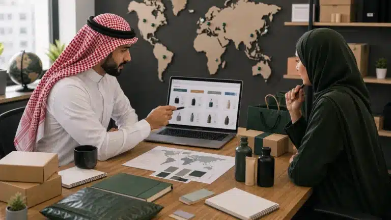 مشهد واقعي مرتبط بموضوع سيو متجر متعدد الدول: اللغة والعملة وتجربة العميل عبر الأسواق من نسر المتاجر