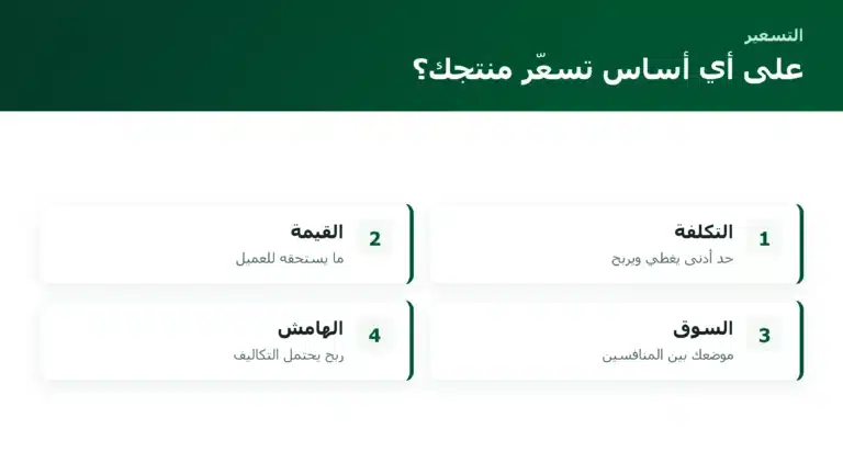 الصفحة الرئيسية على أي أساس تسعّر منتجك؟