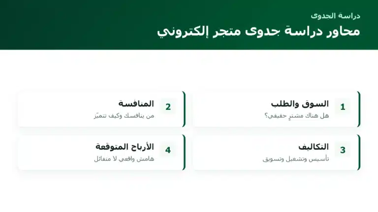 الصفحة الرئيسية محاور دراسة جدوى متجر إلكتروني